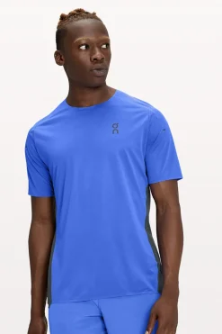 Running heren t-shirt km blauw